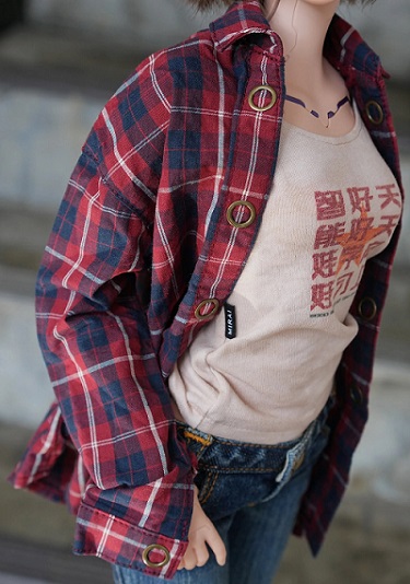 Baggy Plaid Shirt (Red & Blue)